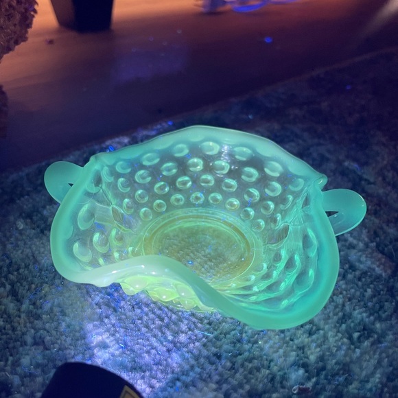 Other - Vintage Fenton Hobnail Blue Handled Dish/Catchall